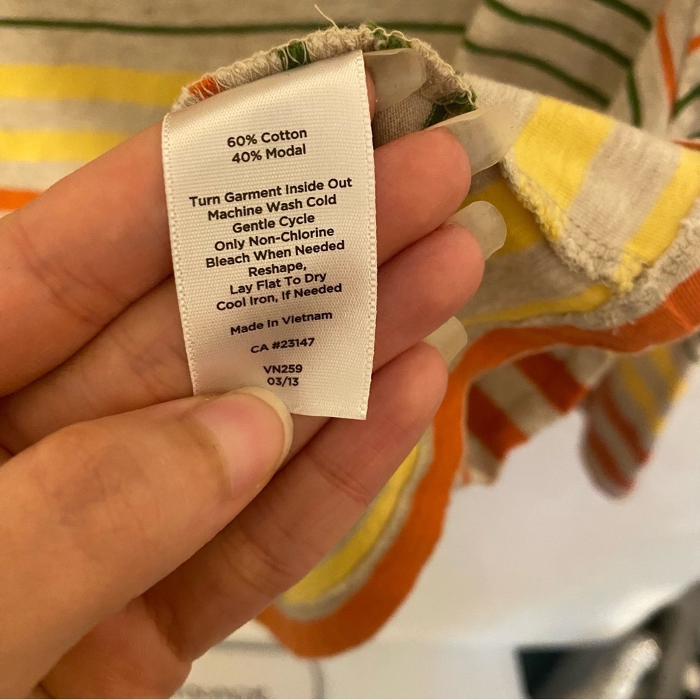 Talbots Gray Striped Yellow Green Orange Top 2X Cotton Capsule Layering Basics - Picture 6 of 6